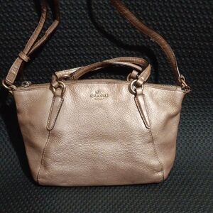Coach Metallic Tan Leather Shoulder Bag
